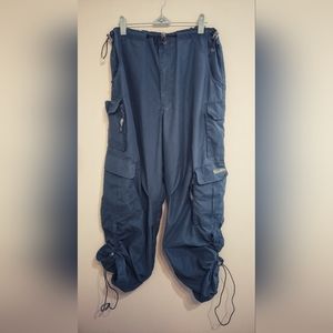 Lithium all weather dusty blue parachute cargo pants, size 30 waist